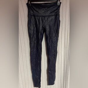 SPANX Navy Blue Faux Leather Leggings